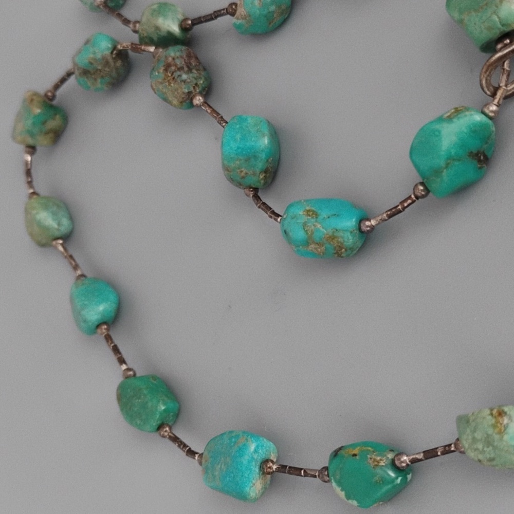 Native American sterling silver turquoise necklace - Picture 3 of 13